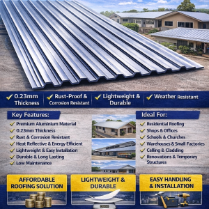 34 (0.23mm) Aluminium Gauge Roofing Sheet – Lightweight & Durable