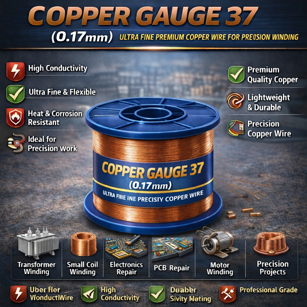 37 (0.17mm) Copper Gauge – Ultra Fine Premium Copper Wire for Precision Winding